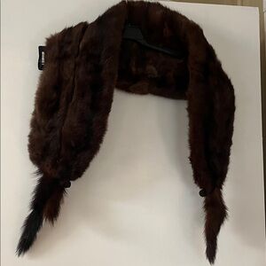 Brown Fur Stole Wrap - Luxury Women's Scarf